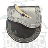 Leather Brogued Sporran with Horn Pin Fastener by BattleOfKilts